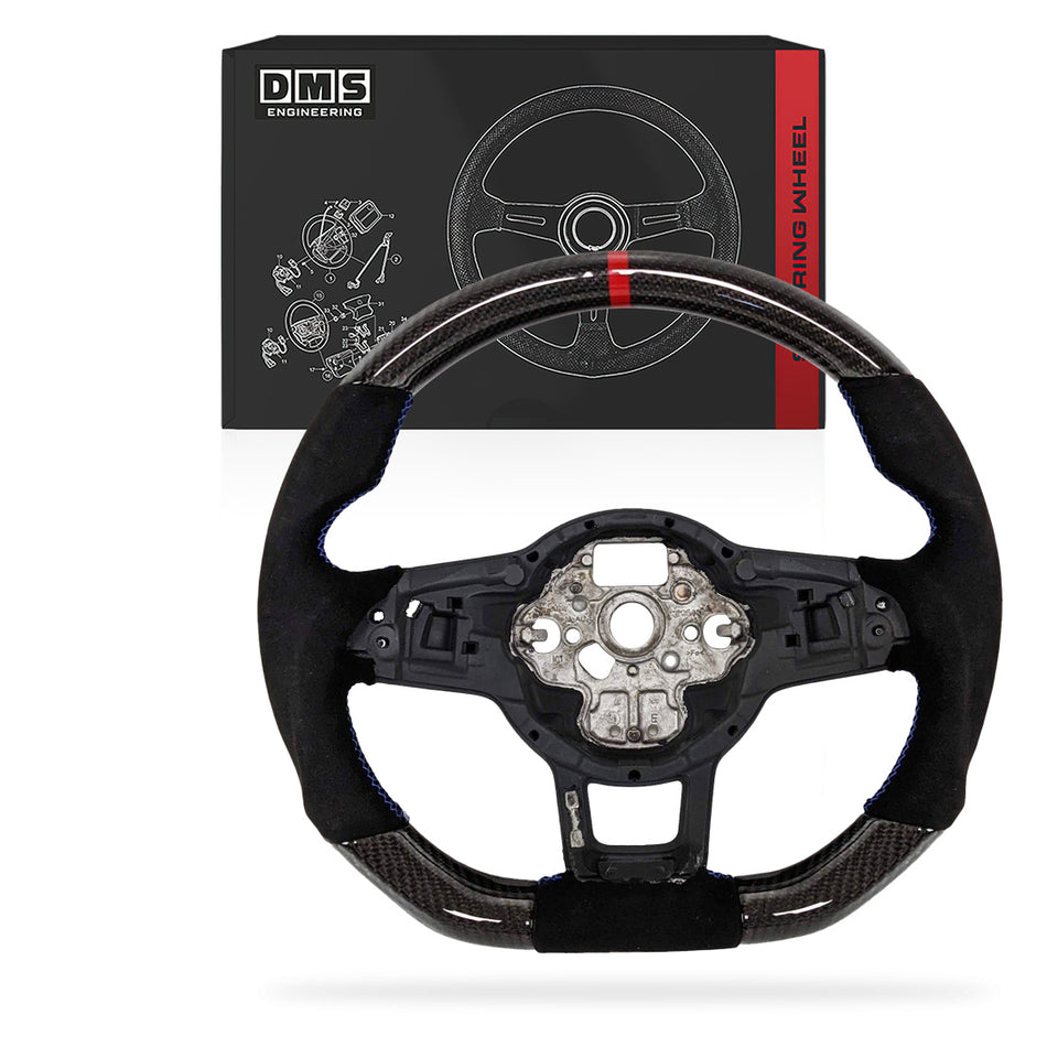 Volkswagen Scirocco 1S (2015 - 2020) Carbon Alcantara Blue Stitching Red Line Steering Wheel