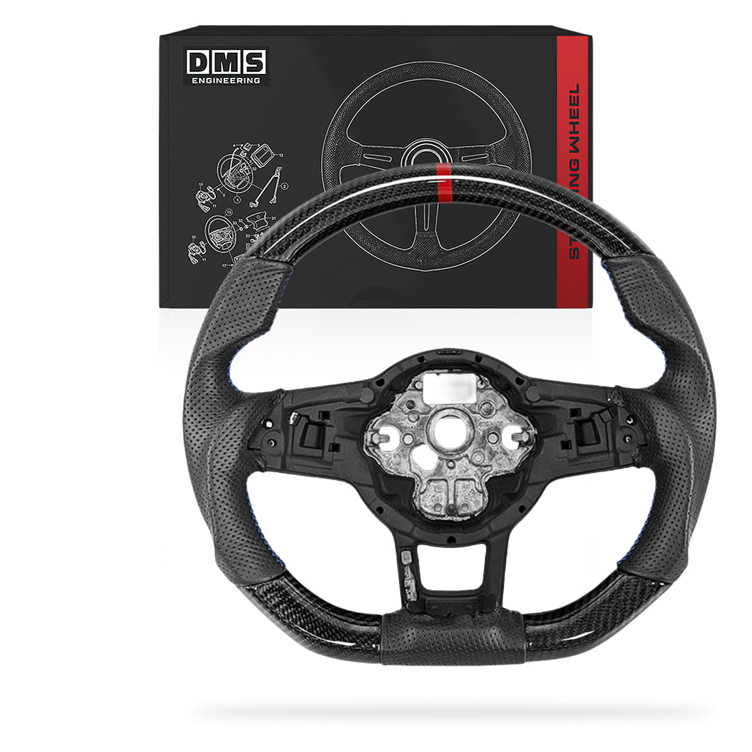 Volkswagen Scirocco 1S (2015 - 2020) Carbon Leather Blue Stitching Red Line Steering Wheel