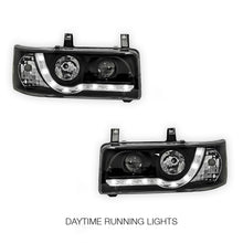 Volkswagen Transporter T4 (1994 - 2003) Black DRL LED Day Time Projector Headlights LH + RH (Copy)