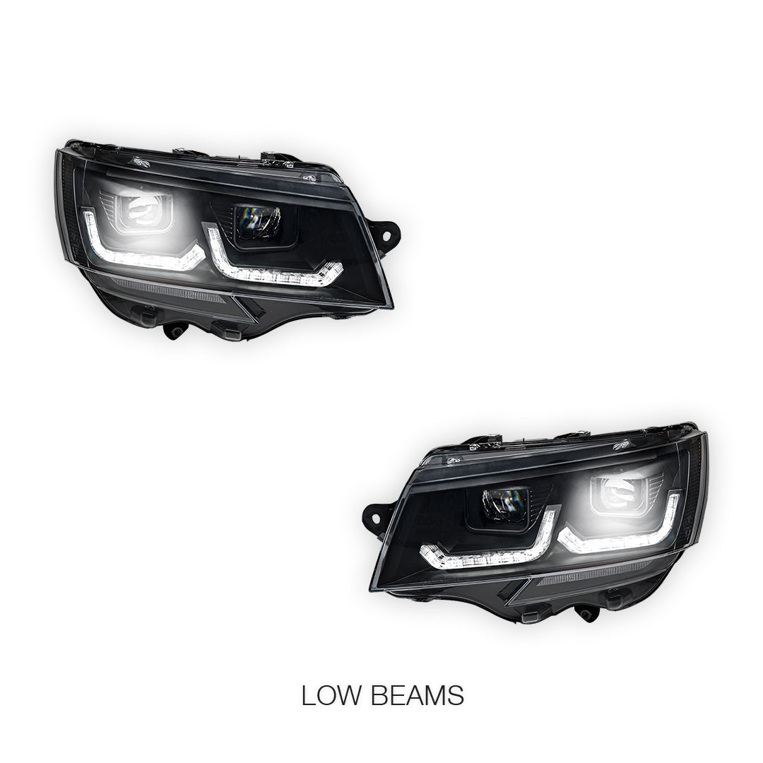 Volkswagen Transporter T6.1 (2020 - 2024) Black DRL LED Projector With Sequential Indicators Headlights LH + RH