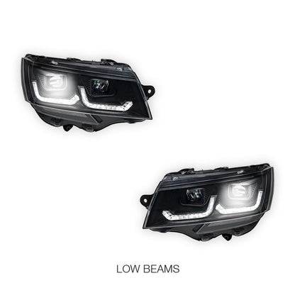 Volkswagen Transporter T6.1 (2020 - 2024) Black DRL LED Projector With Sequential Indicators Headlights LH + RH