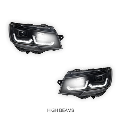 Volkswagen Transporter T6.1 (2020 - 2024) Black DRL LED Projector With Sequential Indicators Headlights LH + RH