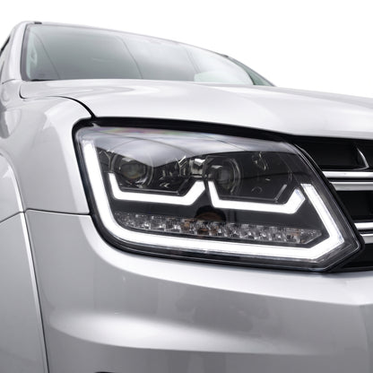 Volkswagen Amarok 2H (2011 - 2016) R Style LED DRL Projector Headlights LH + RH installed close-up