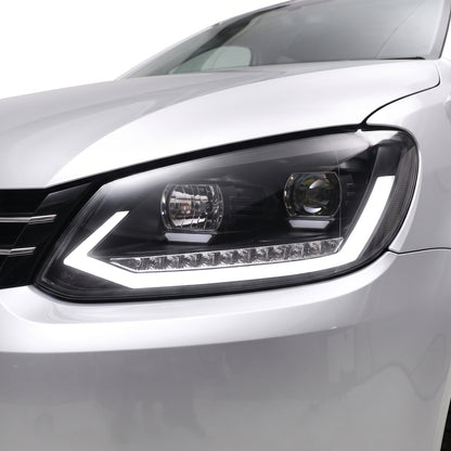 Volkswagen Caddy 2K (2011 - 2015) LED DRL Projector Headlights LH + RH installed close-up