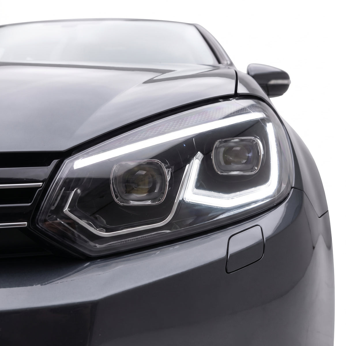 Volkswagen Golf MK6 (2008 - 2013) LED Headlights Halo DRL  LH + RH installed close-up