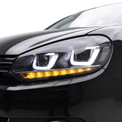 Volkswagen Golf MK6 (2010 - 2014) LED Headlights Halo DRL  LH + RH installed close-up