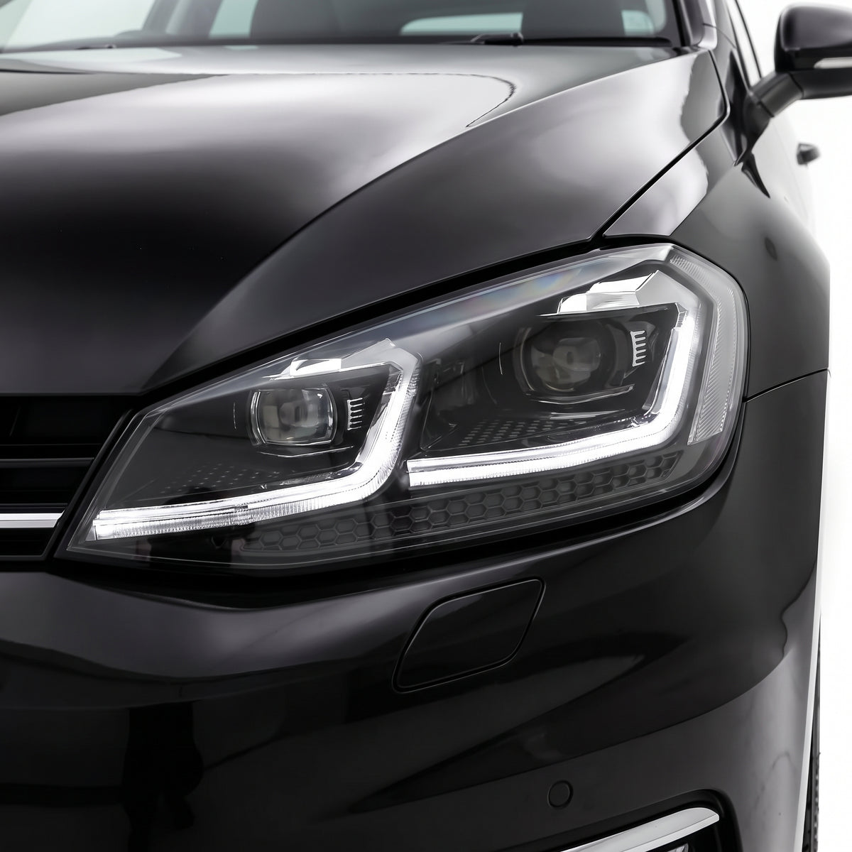 Volkswagen Golf MK7.5 (2018 - 2020) Black R Style DRL LED Projector With Sequential Indicators Headlights LH + RH installed