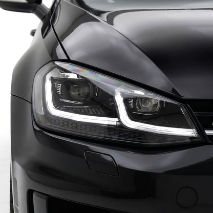 Volkswagen Golf MK7 (2013 - 2017) Black R 7.5 Style DRL LED Projector With Sequential Indicators Headlights LH + RH installed