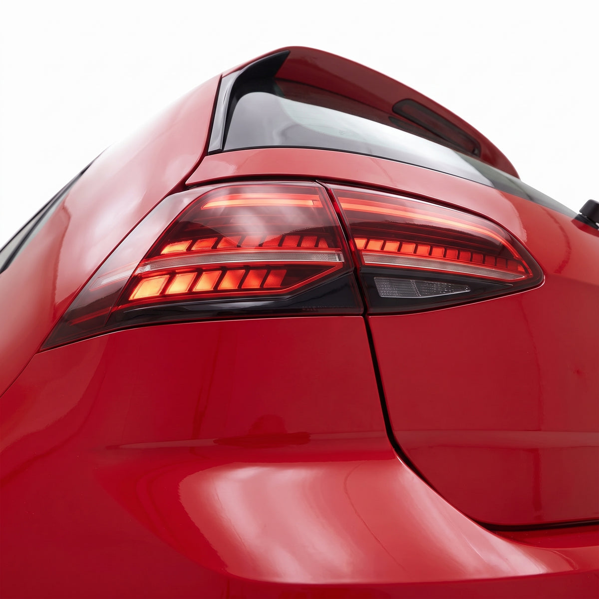 Volkswagen Golf MK7 (2013 - 2019) Sequential Red Full LED Tail Lights LH + RH installed close-up