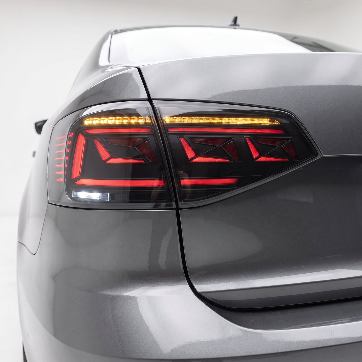 Volkswagen Jetta MK6 (2015 - 2018) Sequential Smoked Tail Lights LH + RH installed close-up
