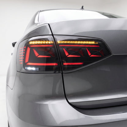 Volkswagen Jetta MK6 (2015 - 2018) Sequential Smoked Tail Lights LH + RH installed close-up