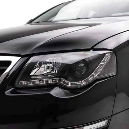 Volkswagen Passat B6 3C (2006 - 2010) DRL LED Dual Beam Projector Headlights LH + RH installed close-up
