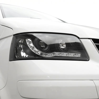 Volkswagen Transporter T5 (2004 - 2010) LED DRL Projector Headlights LH + RH installed close-up