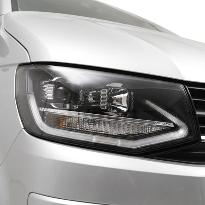 Volkswagen Transporter T6 (2016 - 2020) DRL LED Real Day-Time Projector Headlights LH + RH installed close-up