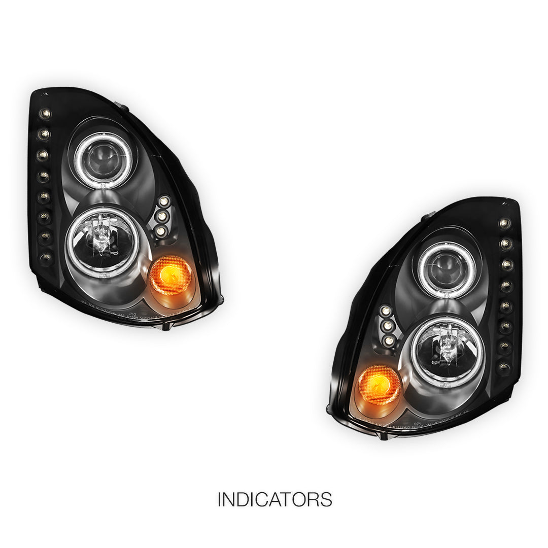 Nissan Skyline V35 (2003- 2008) LED DRL Angel-Eyes Projector Headlights LH + RH