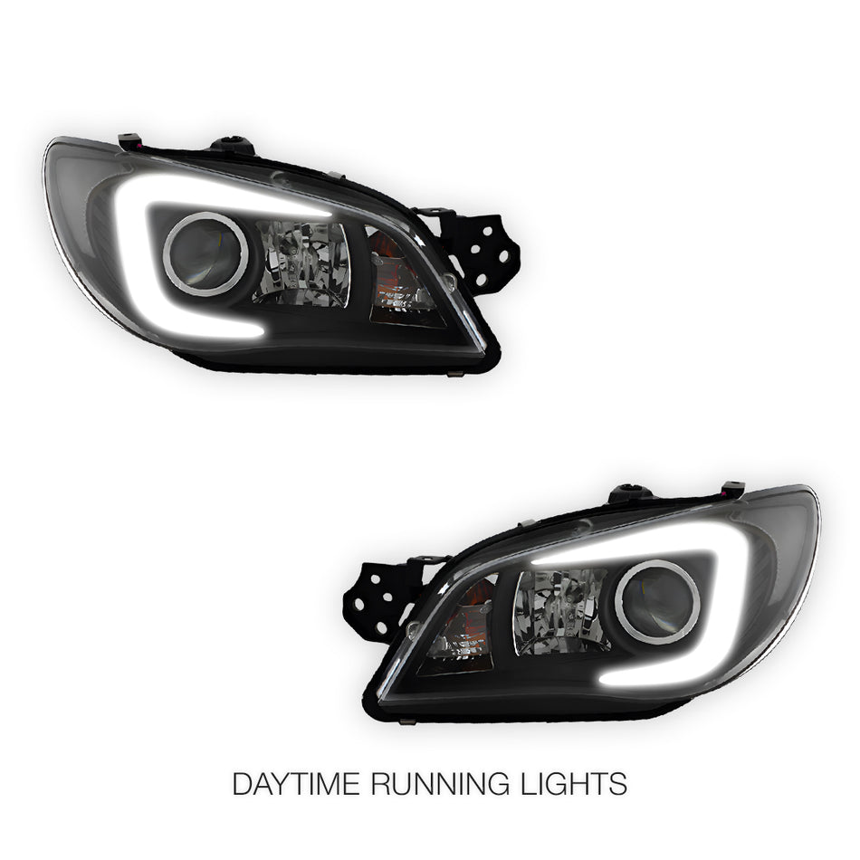 Subaru Impreza GD (2005 - 2007) Xenon Model LED 3D Stripe DRL Projector Headlights LH + RH
