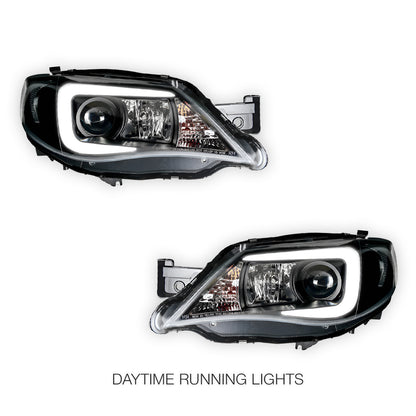 Subaru Impreza GR (2007 - 2013) Halogen Model LED 3D DRL Projector Headlights LH + RH