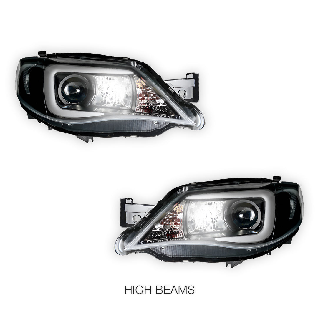 Subaru Impreza GR (2007 - 2013) Halogen Model LED 3D DRL Projector Headlights LH + RH