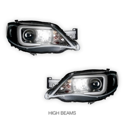 Subaru Impreza GR (2007 - 2013) Halogen Model LED 3D DRL Projector Headlights LH + RH