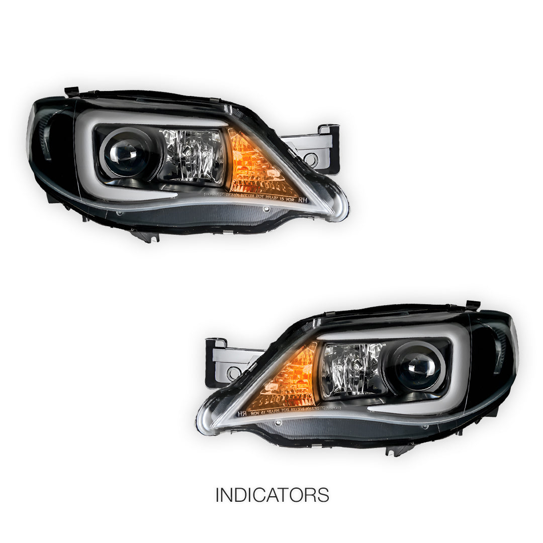 Subaru Impreza GR (2007 - 2013) Halogen Model LED 3D DRL Projector Headlights LH + RH