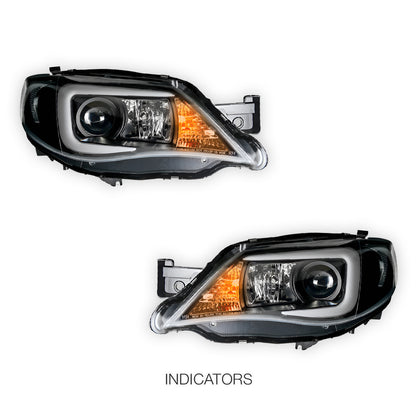 Subaru Impreza GR (2007 - 2013) Halogen Model LED 3D DRL Projector Headlights LH + RH