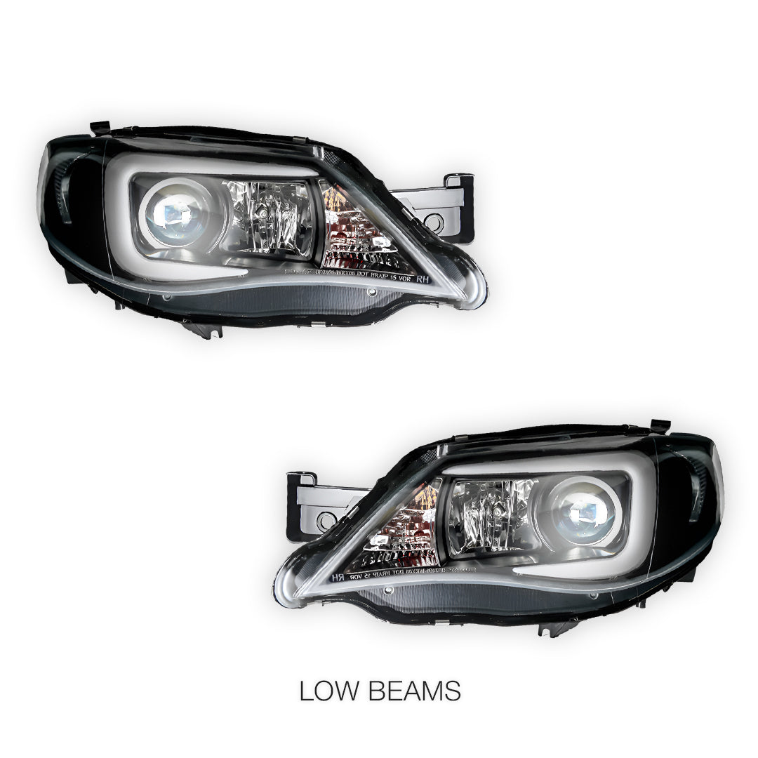 Subaru Impreza GR (2007 - 2013) Halogen Model LED 3D DRL Projector Headlights LH + RH