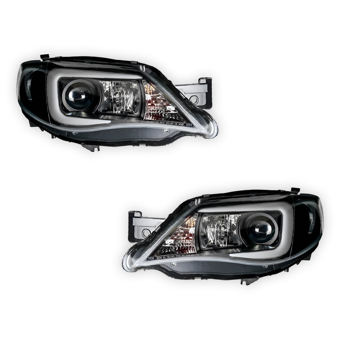 Subaru Impreza GR (2007 - 2013) Halogen Model LED 3D DRL Projector Headlights LH + RH