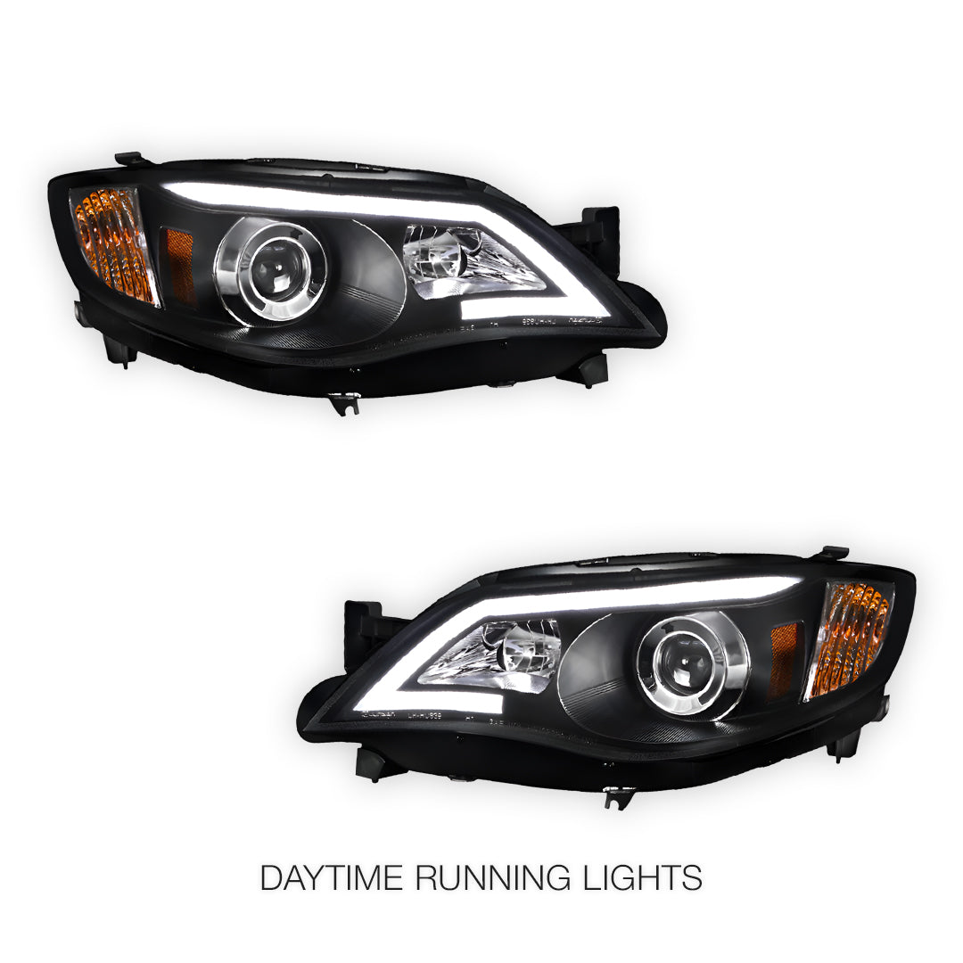 Subaru Impreza GR (2007 - 2013) Halogen Model LED 3D DRL Projector Headlights LH + RH