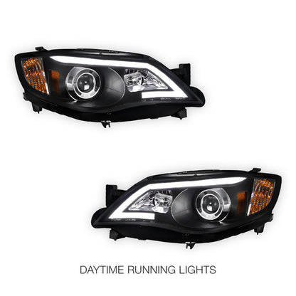 Subaru Impreza GR (2007 - 2013) Halogen Model LED 3D DRL Projector Headlights LH + RH