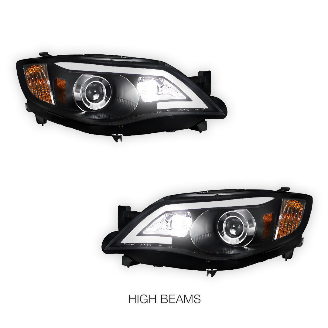 Subaru Impreza GR (2007 - 2013) Halogen Model LED 3D DRL Projector Headlights LH + RH