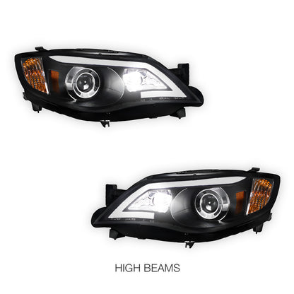 Subaru Impreza GR (2007 - 2013) Halogen Model LED 3D DRL Projector Headlights LH + RH