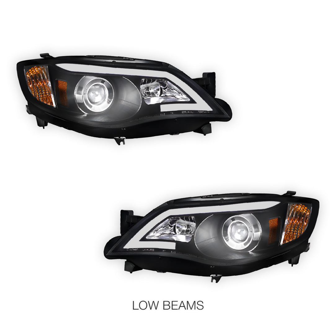 Subaru Impreza GR (2007 - 2013) Halogen Model LED 3D DRL Projector Headlights LH + RH