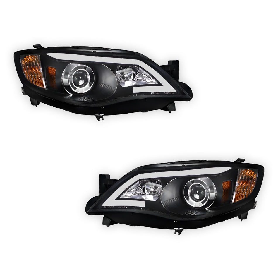 Subaru Impreza GR (2007 - 2013) Halogen Model LED 3D DRL Projector Headlights LH + RH