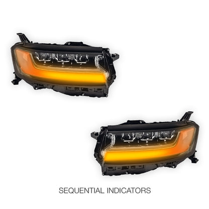 Toyota LandCruiser 300 Series (2021 - 2025) FULL LED DRL Projector Headlights with Sequential Indicator LH + RH