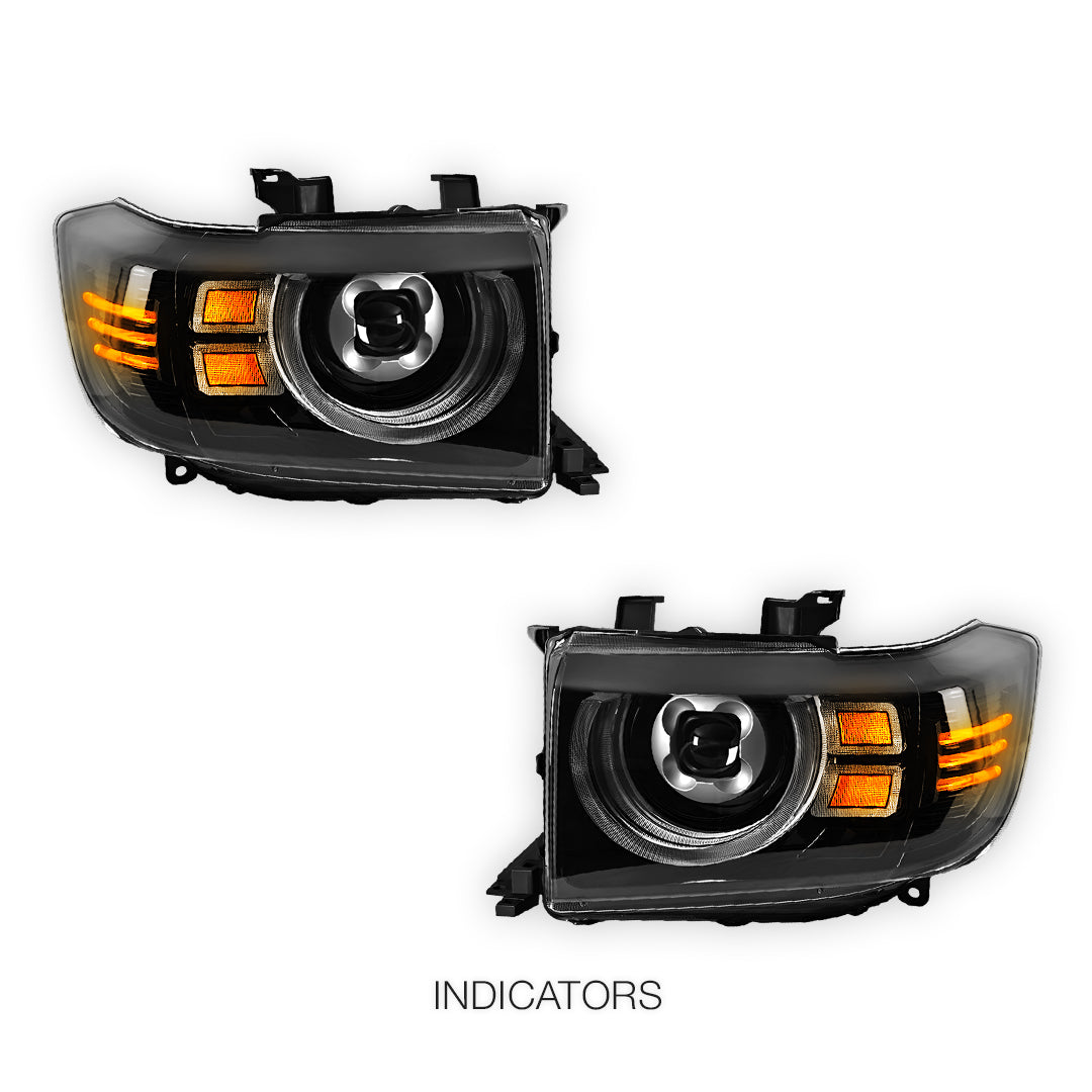 Toyota LandCruiser 70 / 73 / 75 / 76 / 78 / 79 Series (2007- 2022) LED DRL Dual Beam Projector Headlights LH + RH