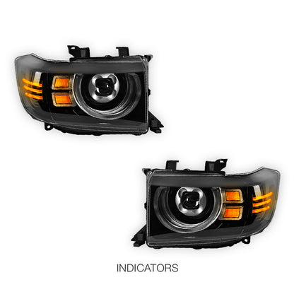 Toyota LandCruiser 70 / 73 / 75 / 76 / 78 / 79 Series (2007- 2022) LED DRL Dual Beam Projector Headlights LH + RH