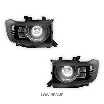 Toyota LandCruiser 70 / 73 / 75 / 76 / 78 / 79 Series (2007- 2022) LED DRL Dual Beam Projector Headlights LH + RH