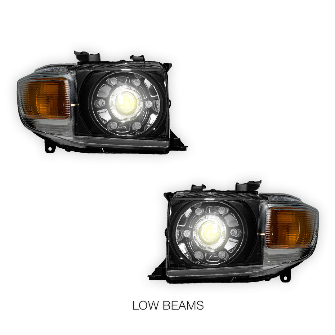 Toyota LandCruiser 70 / 73 / 75 / 76 / 78 / 79 Series (2007- 2022) LED DRL Dual Beam Projector Headlights LH + RH
