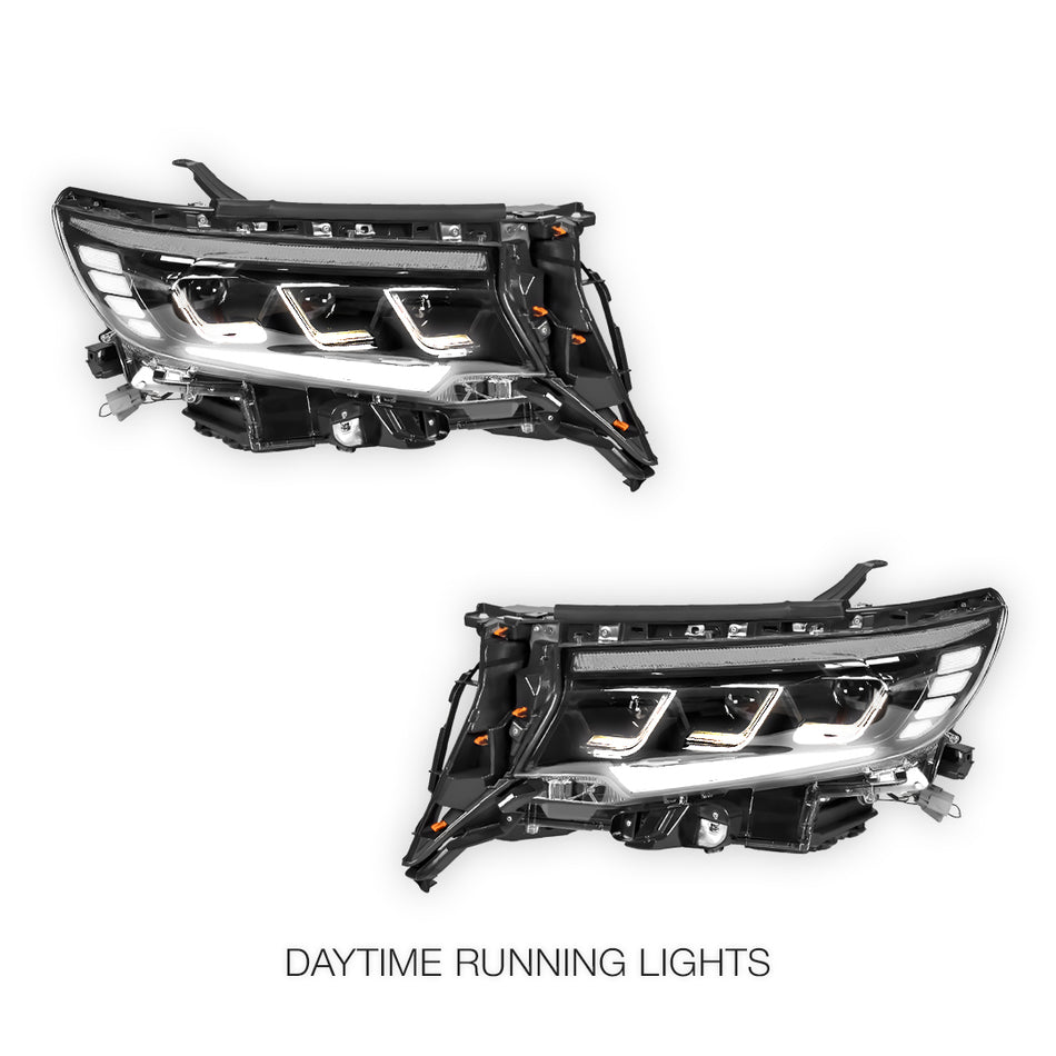 Toyota LandCruiser Prado 150 Series (2018- 2023) FULL LED DRL Sequential Projector Headlights LH + RH