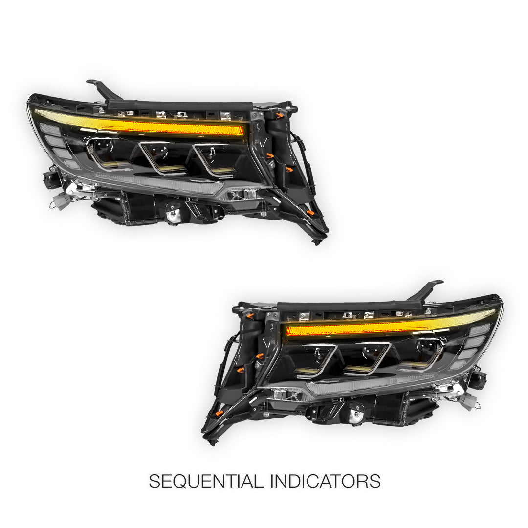 Toyota LandCruiser Prado 150 Series (2018- 2023) FULL LED DRL Sequential Projector Headlights LH + RH