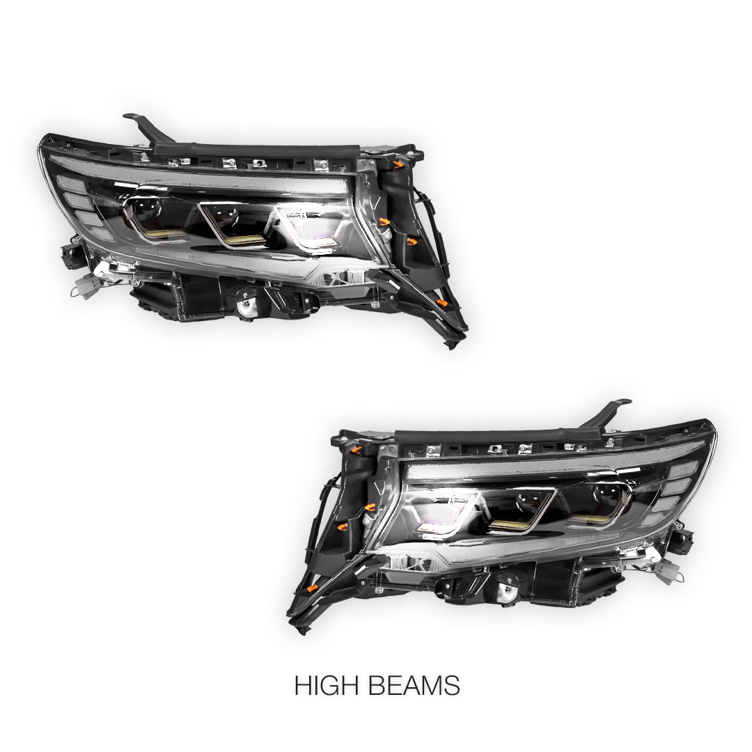 Toyota LandCruiser Prado 150 Series (2018- 2023) FULL LED DRL Sequential Projector Headlights LH + RH
