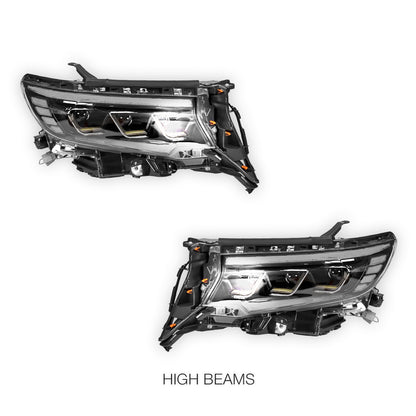 Toyota LandCruiser Prado 150 Series (2018- 2023) FULL LED DRL Sequential Projector Headlights LH + RH