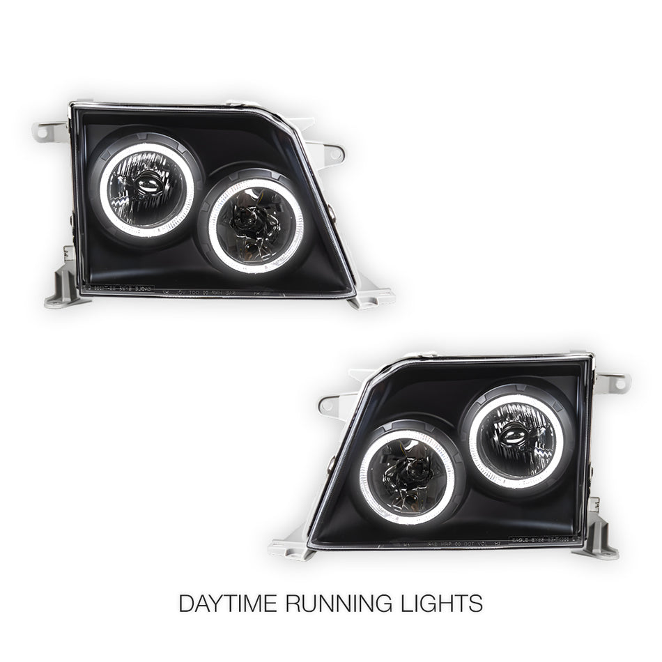 Toyota LandCruiser Prado 90 Series (1997 - 2002) Angel-Eyes DRL Projector Headlights LH + RH