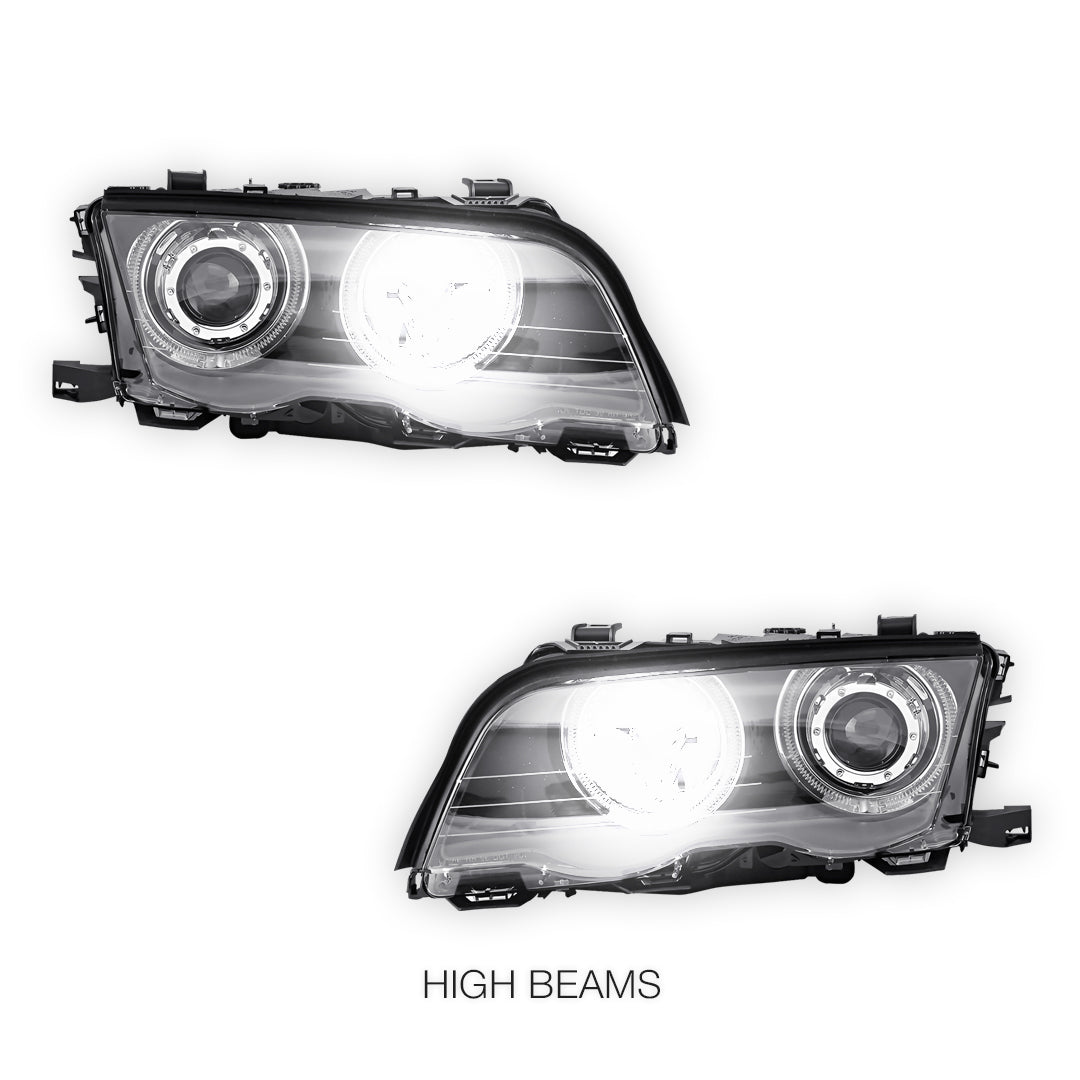 BMW 3 Series E46 Sedan / Wagon (1998 - 2001) LED Angel-Eyes Projector Headlights LH + RH