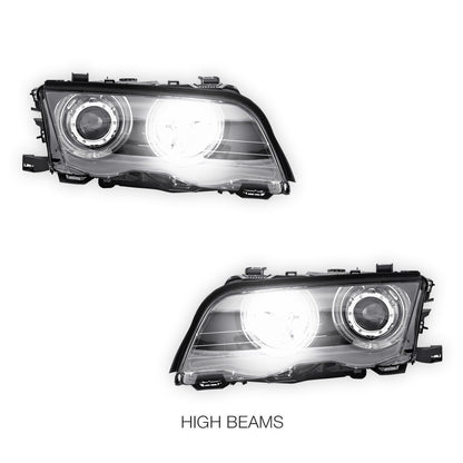 BMW 3 Series E46 Sedan / Wagon (1998 - 2001) LED Angel-Eyes Projector Headlights LH + RH