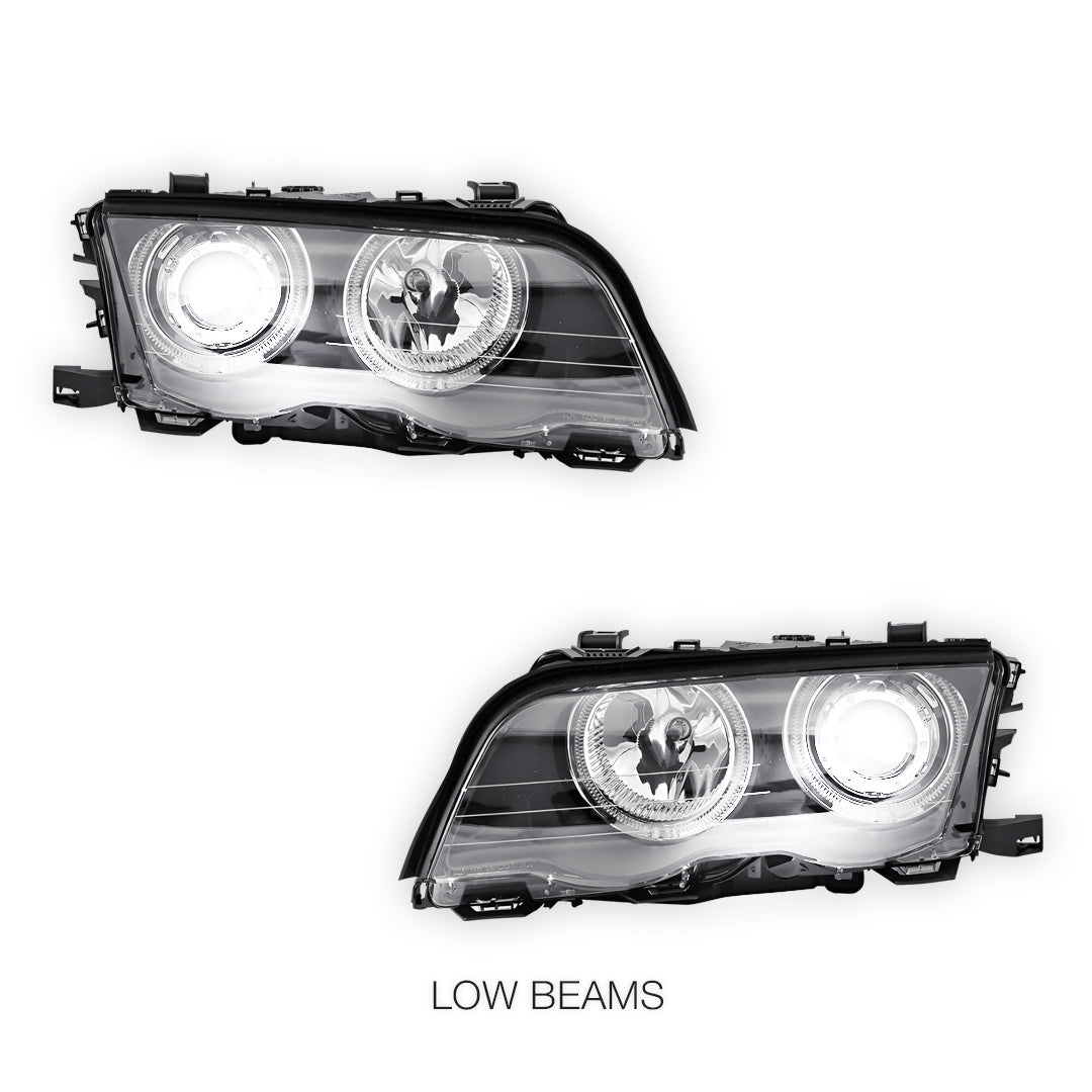 BMW 3 Series E46 Sedan / Wagon (1998 - 2001) LED Angel-Eyes Projector Headlights LH + RH