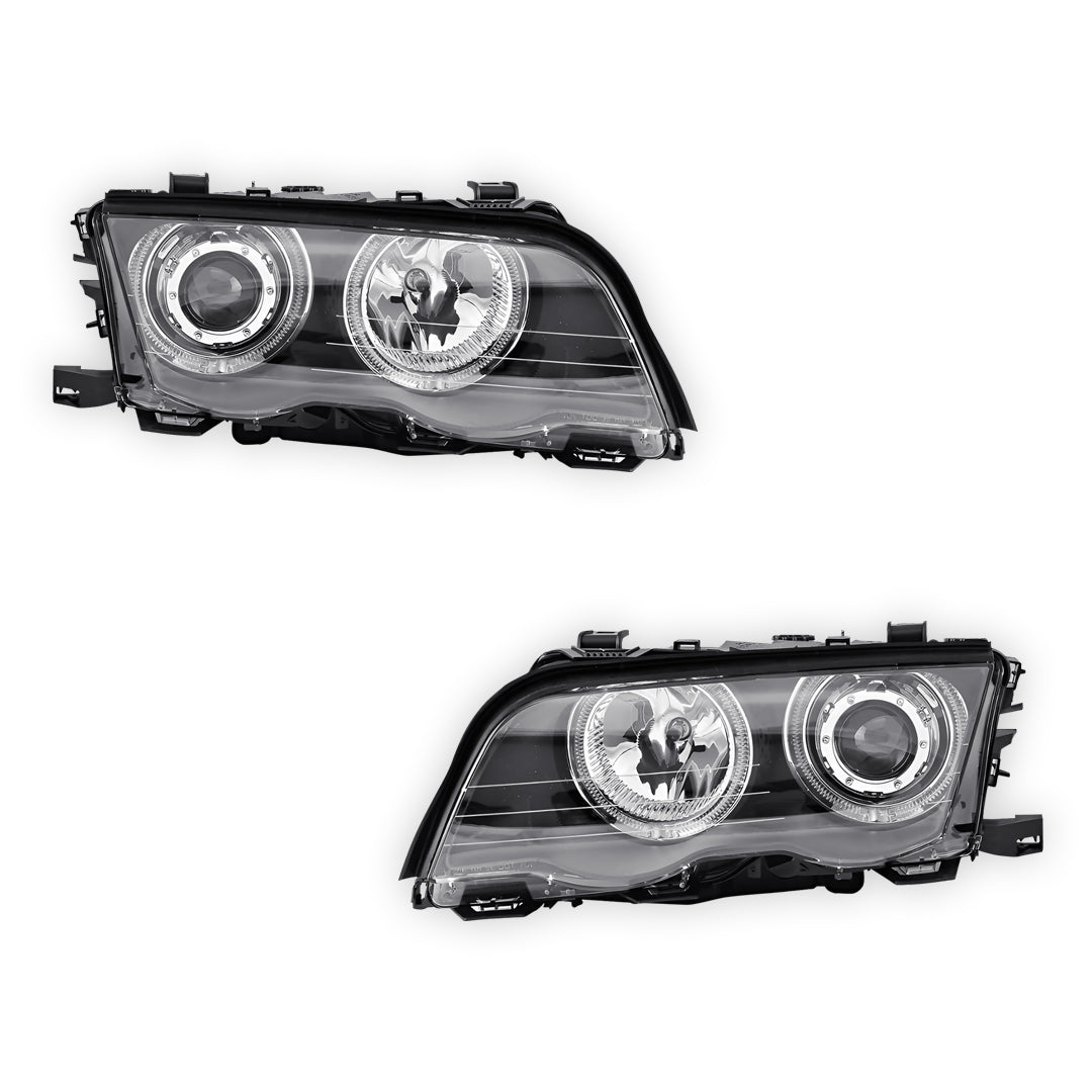 BMW 3 Series E46 Sedan / Wagon (1998 - 2001) LED Angel-Eyes Projector Headlights LH + RH