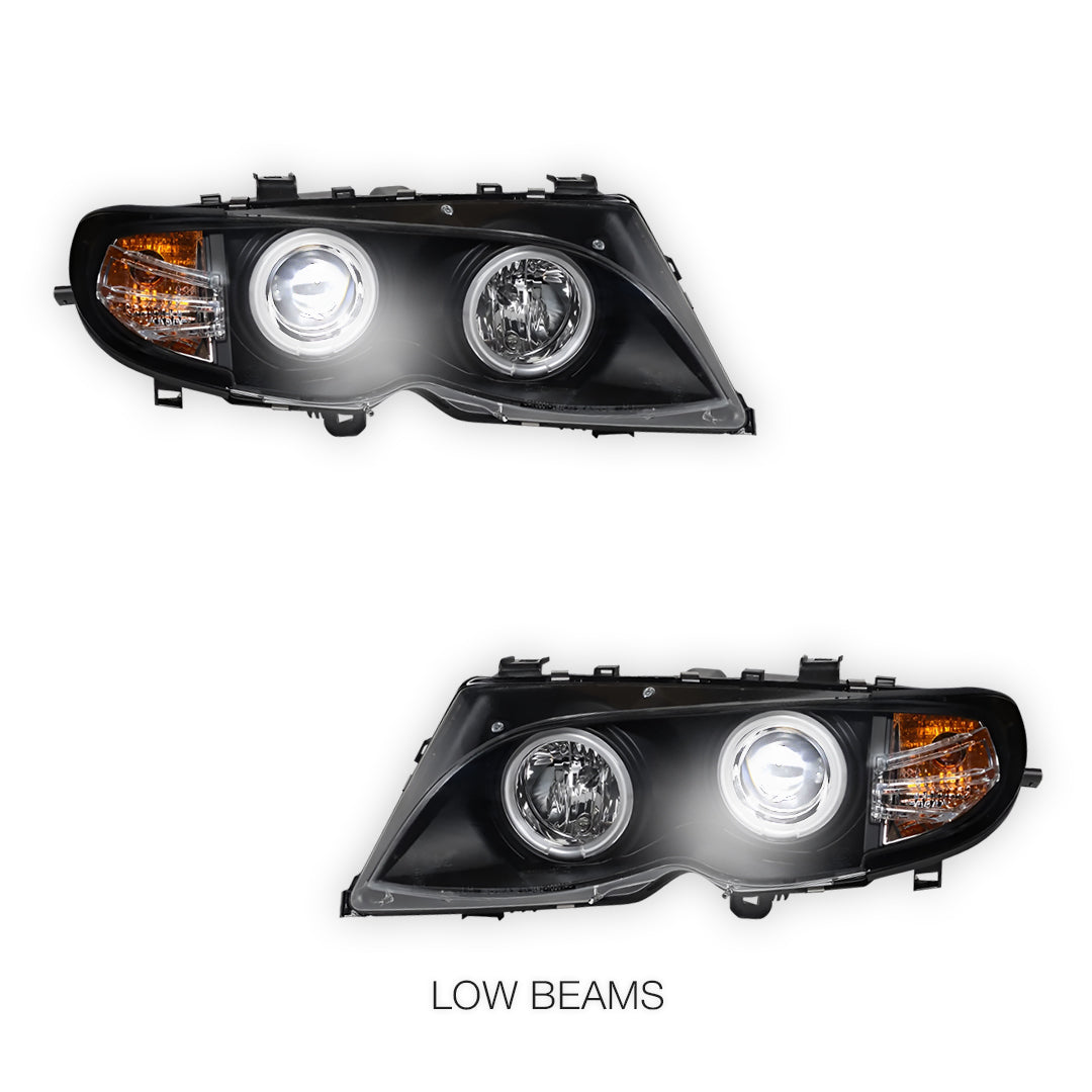 BMW 3 Series E46 Sedan / Wagon (2002 - 2004) CCFL Angel-Eyes Projector Headlights LH + RH
