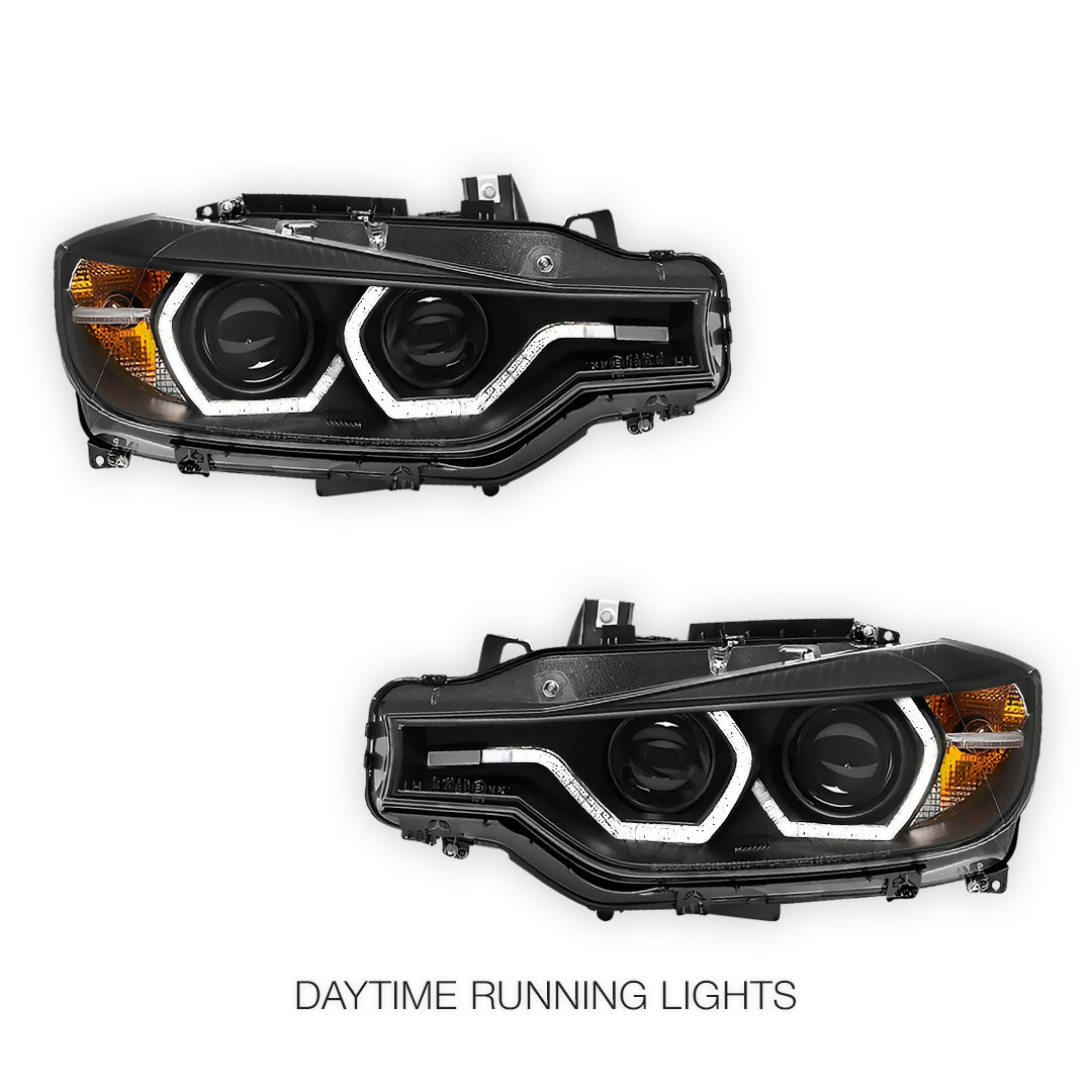 BMW 3 Series F30 / F31 (2012 - 2015) Halogen Model LED DRL Projector Headlights LH + RH