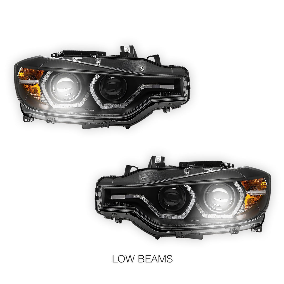 BMW 3 Series F30 / F31 (2012 - 2015) Halogen Model LED DRL Projector Headlights LH + RH